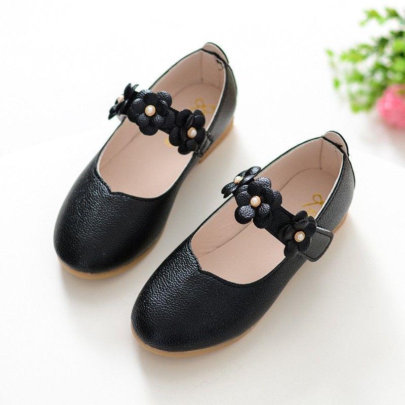 Kids' Leather Princess Shoes - Sizes 3-6: White & Black