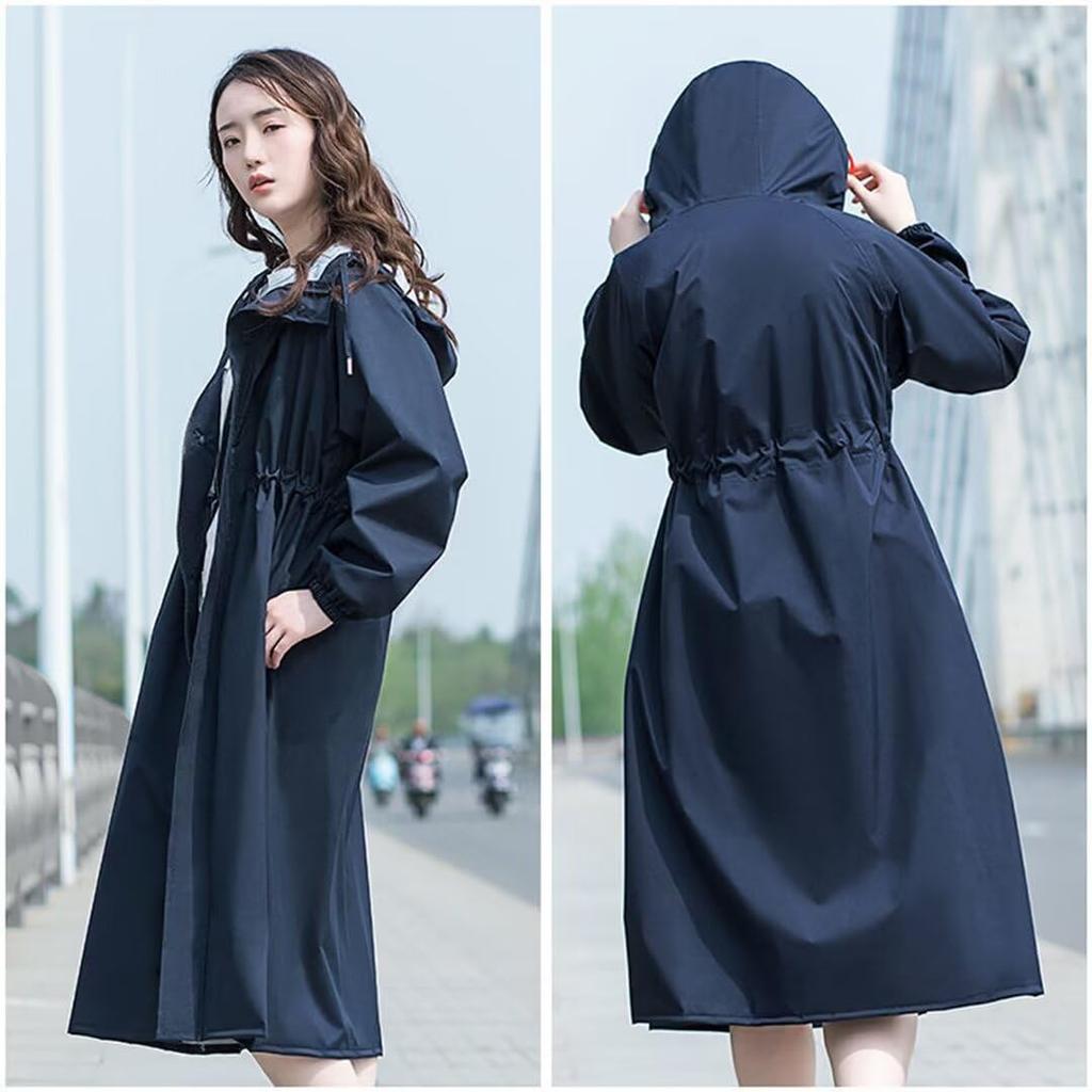 Vasarhely Długi Lekki i Wodoodporny i z Elastycznymi Mankietami i Idealny na Sezon Deszczowy Damski Stylowy, Płaszcz przeciwdeszczowy, Oddychający,