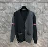 Autumn/Winter Unisex Double Sleeve Cotton Cardigan – Red, White & Blue Color Block with Five Buttons