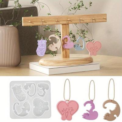 Crystal Dropper DIY Resin Cat Pendant Hanging Aromatherapy Couple Kitten Keychain Silicone Mold
