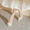 Pointed Thin Heel Single Shoes Women's Summer New Versatile Pearl Buckle Wedding Shoes Bridesmaid Shoes Shallow High Heels