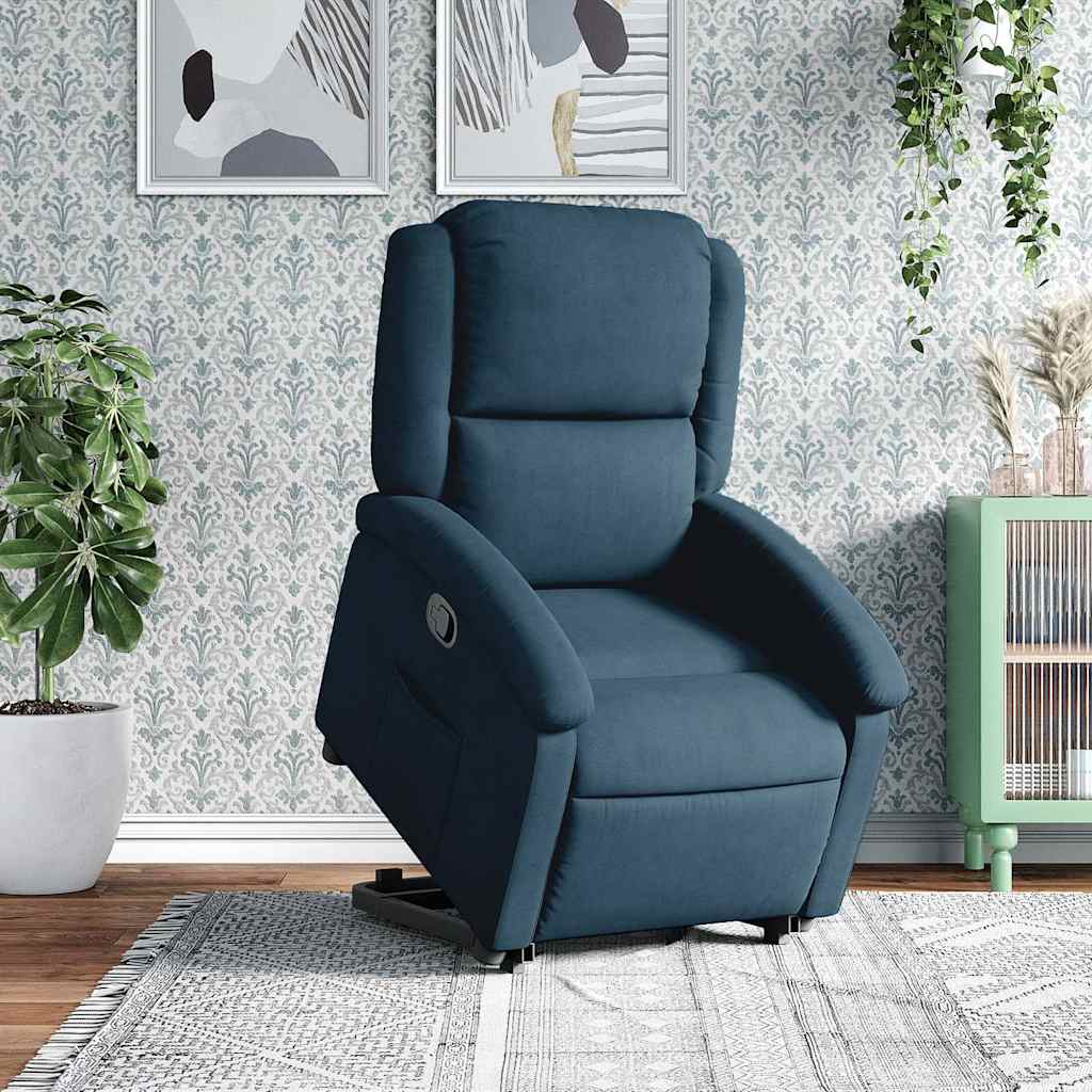 Recliner with Rising Aid Blue Velvet