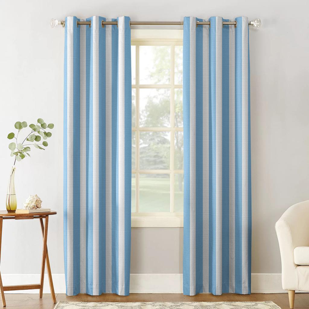 Blue White Stripes Blackout Curtains For Living Room Window Curtains For Bedroom Kitchen Curtains Drapes Blinds
