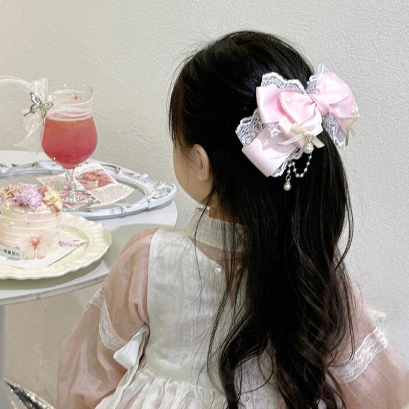 Söt Prinsessa Lolita Rosettdräktsspets Hårklämma Huvudprydnad Cosplay Huvudbonad Flickans Håraccessoarer Lolita Handgjorda PärlHårnålar Pannband