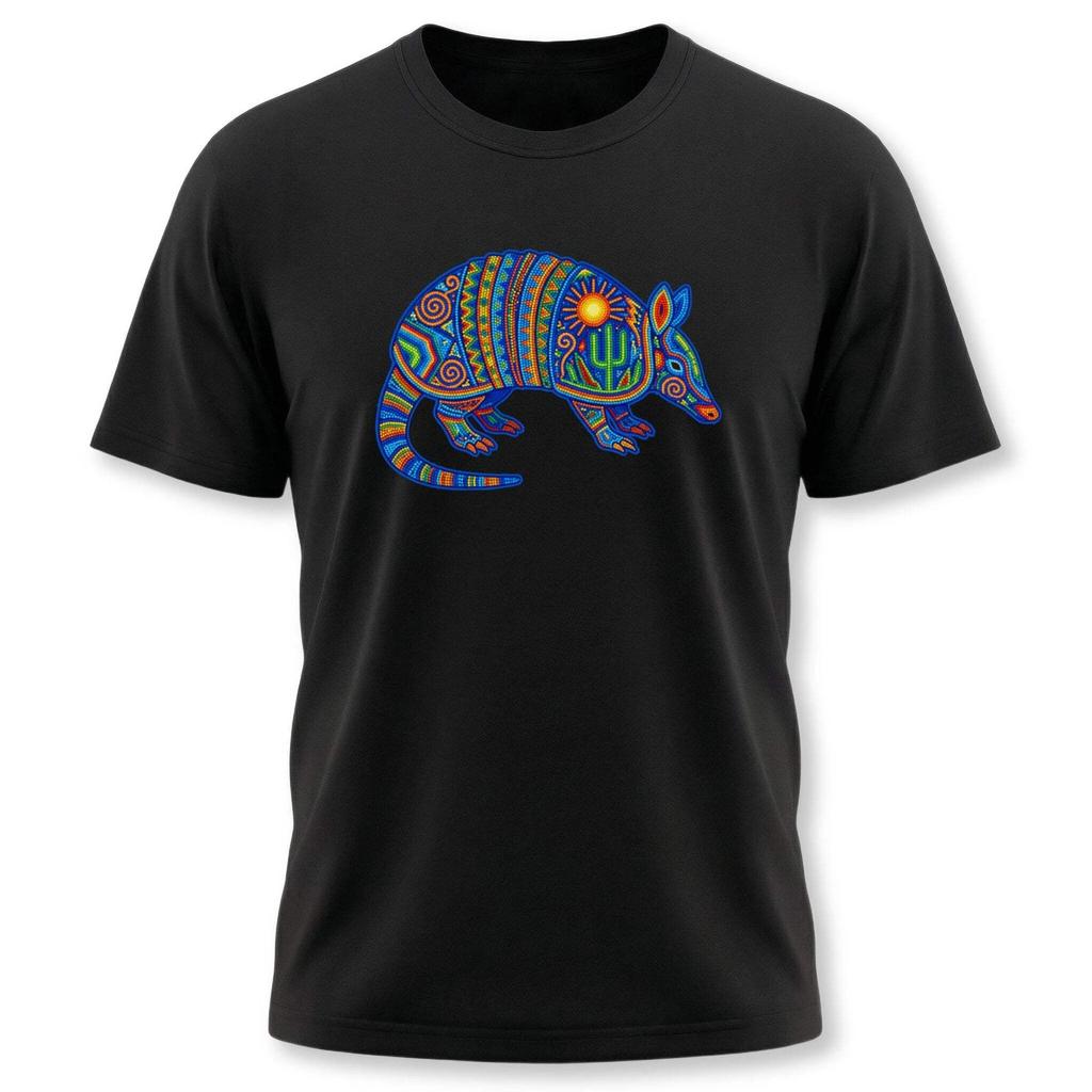 Huichol Armadillo T-Shirt | Colorful Mexican Folk Art Animal Tee Shirt