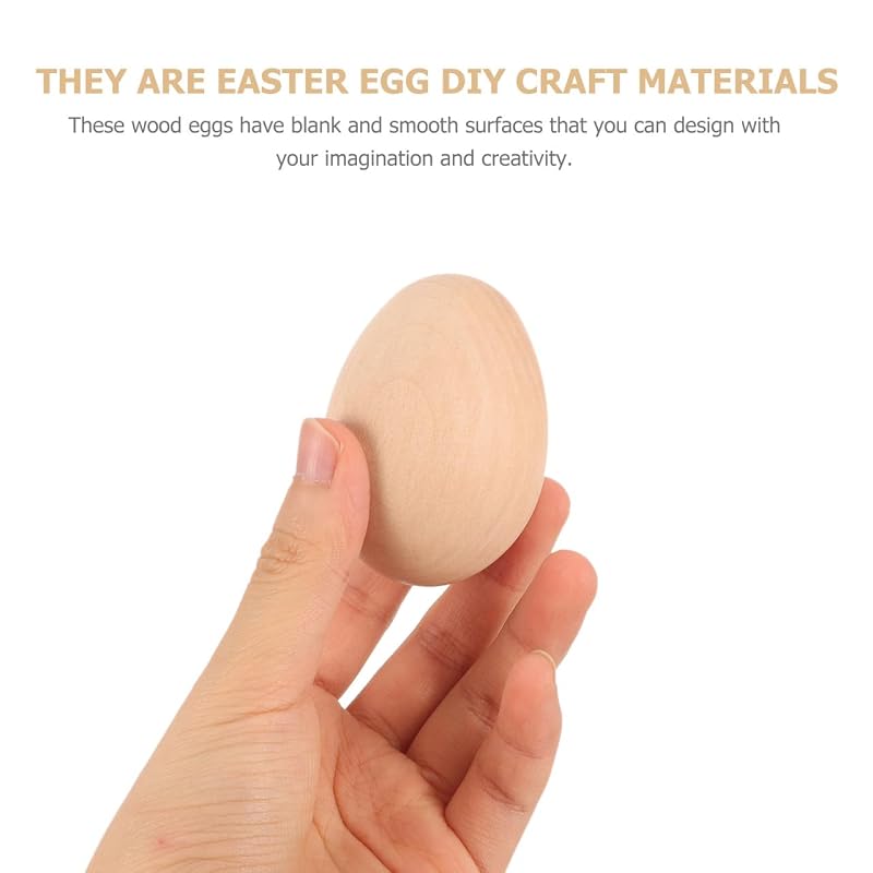 Healifty Wooden Easter Eggs, Set of 6, Unpainted Dummy Eggs, for Tole Painting, DIY Crafts, Handmade, Egg-Shaped Toys, Pretend Play, Food Samples,