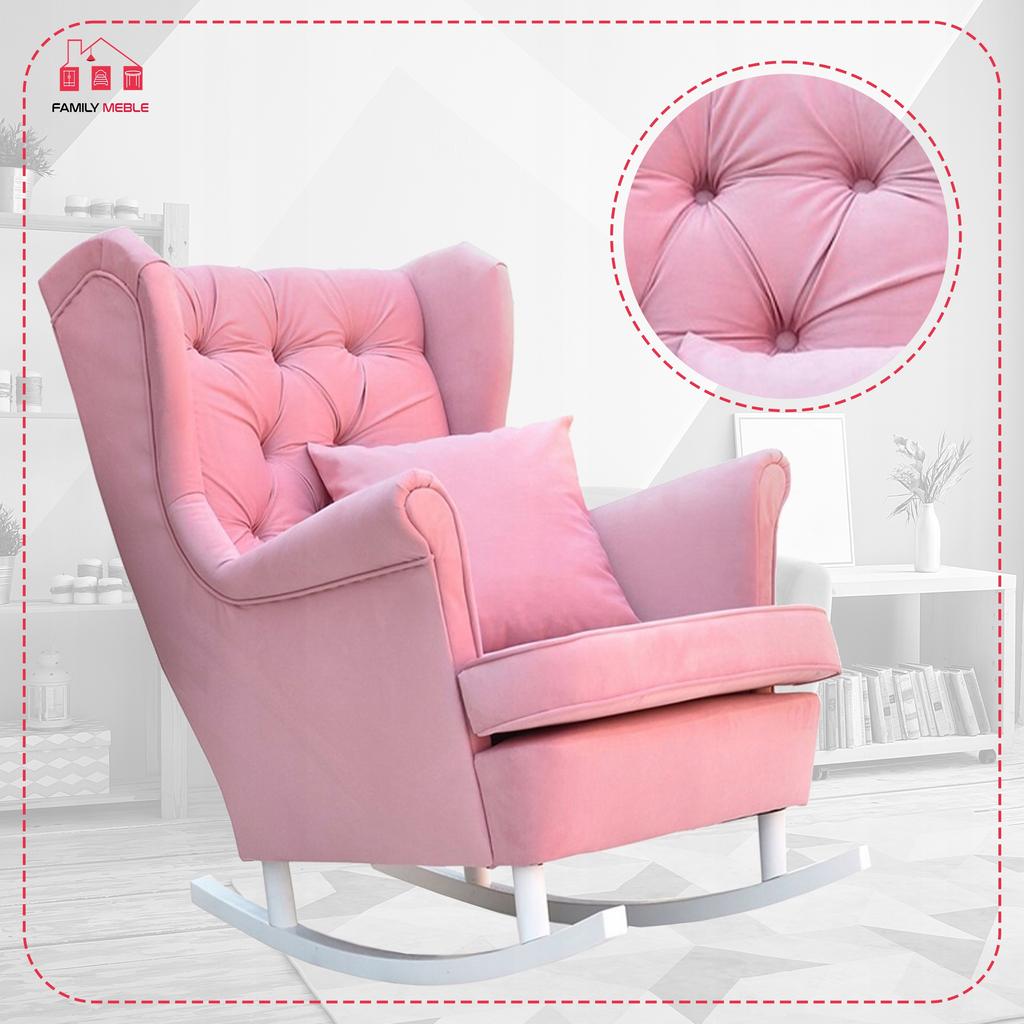 Scandinavian Wingback Rocking Chair Gaja Family Furniture Heather Pink Living Room