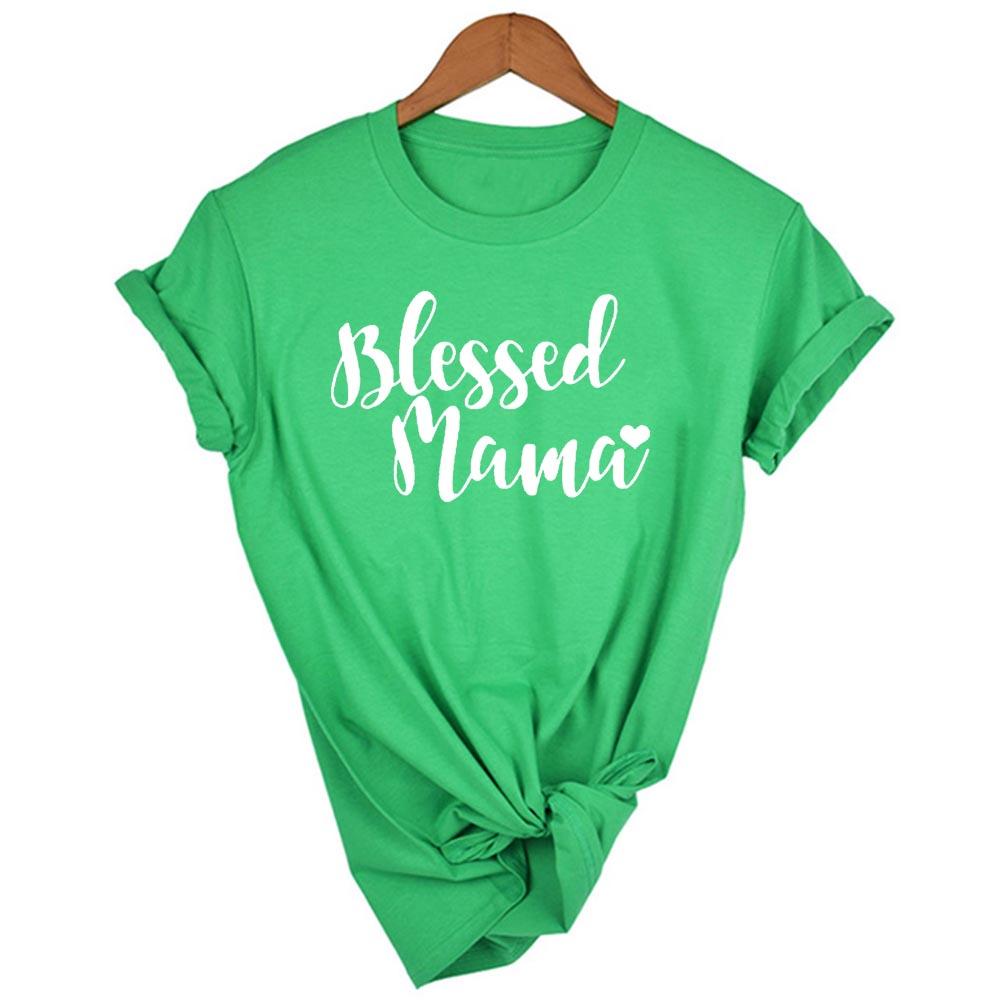 Blessed Mama Letters Print Short Sleeve Women Tshirt Casual Funny T Shirt Yong Lady Mom Life