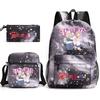 Large Capacity Schoolbag with Shoulder Strap; Student Three-piece Pencil Case Set