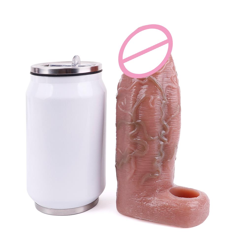 Hot Selling SXXY Realistic Condoms for Men Reusable Penis Sleeve for Male Dildo Enhancer Enlargement Condom Male Cock Sex Toys