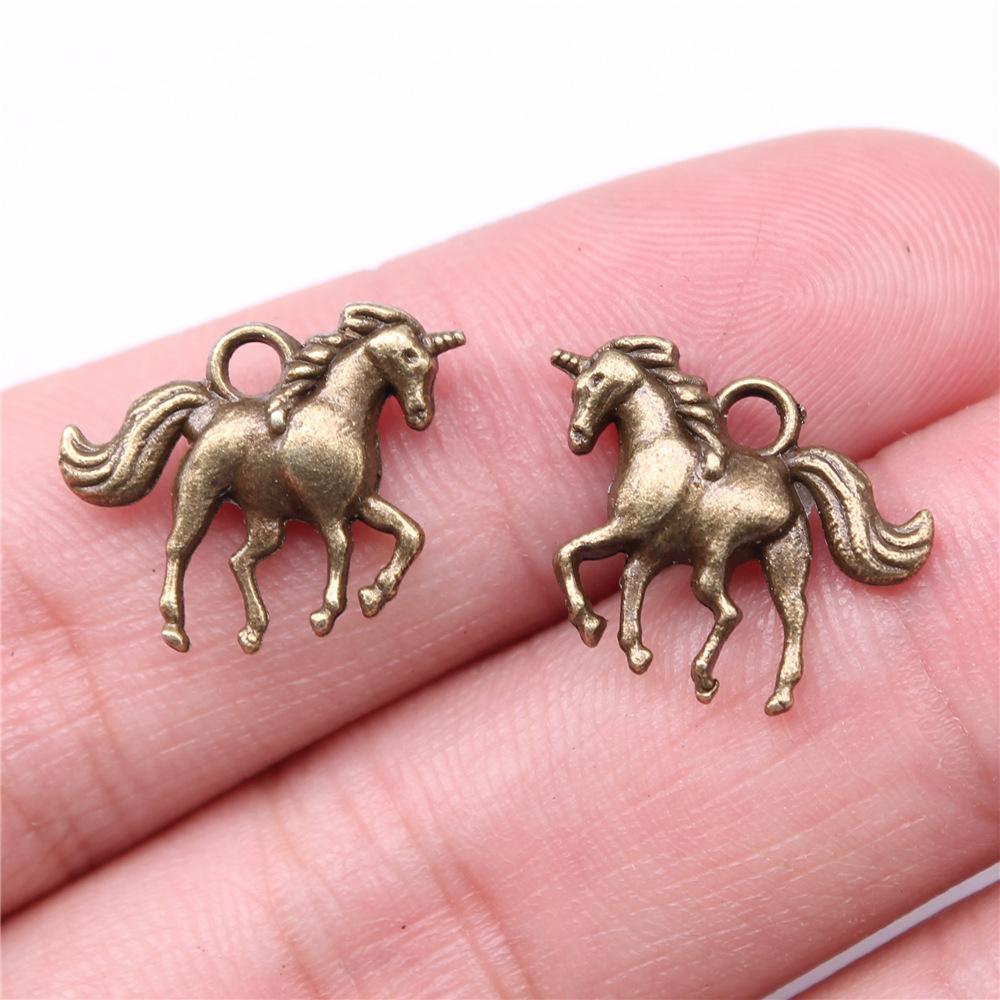10 Stück Anhänger Pferd Einhorn Tibetische Bronze Silberfarbe Anhänger Antiker Schmuckherstellung DIY Handgemachtes Handwerk