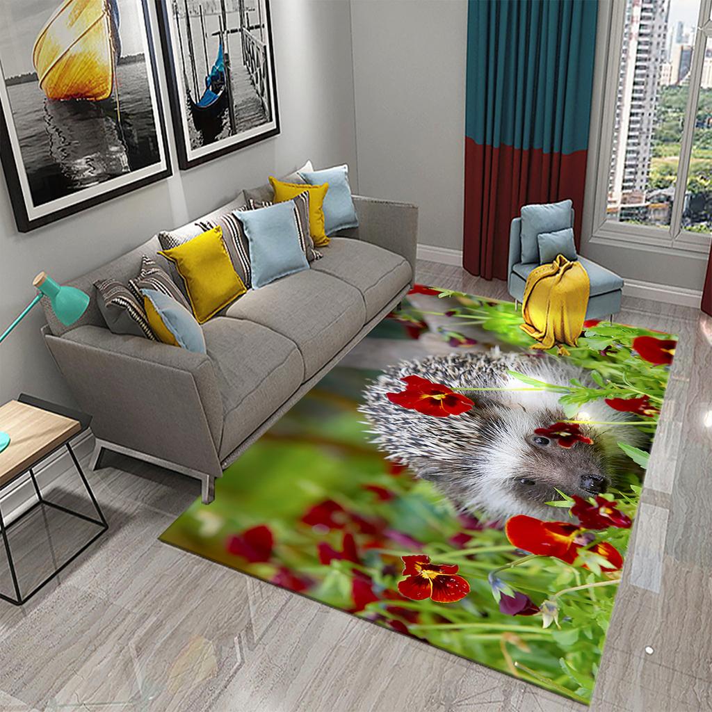 3D Hedgehog Carpet Cute Animal Rugs for Living Room Bedroom Floor Area Decor Mats Bathroom Toilet Door Entrance Non-slip Carpet