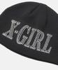 [X-girl] Beanie RHINESTONE ROMAN TYPE LOGO BEANIE Women's BLACK