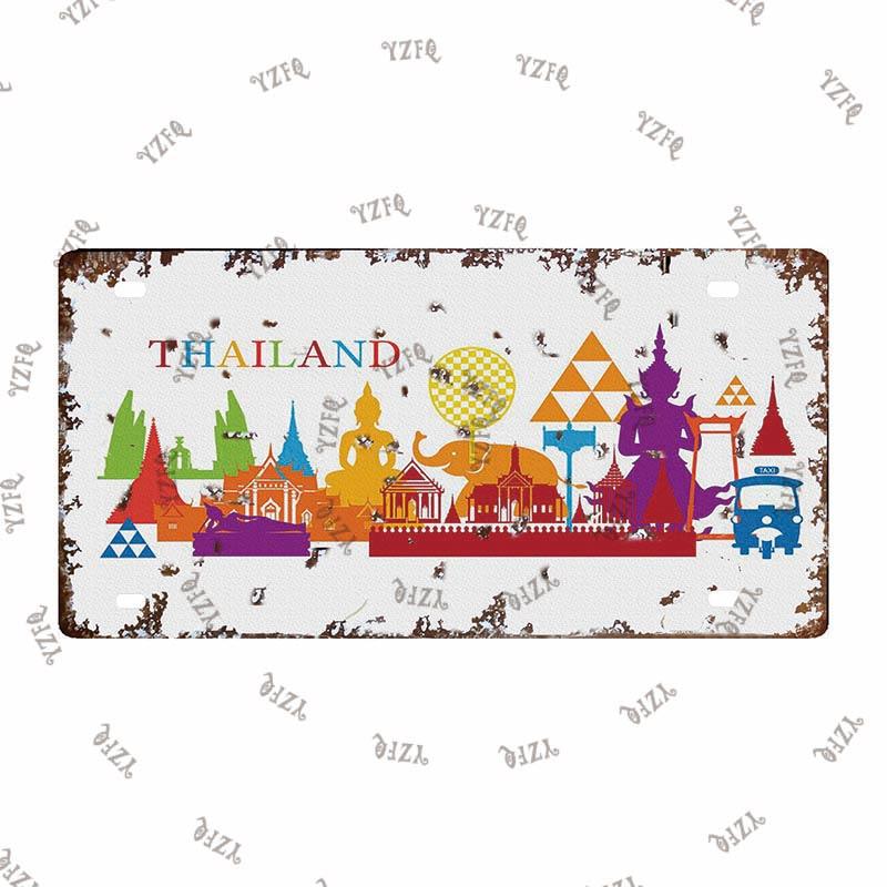 Thailand City Metal Sign Tin Poster 30X15CM Vintage Plate Tourist Souvenirs Wall Bar Home Decor Gift Customizable DC-0314A