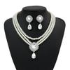 Square pearl necklace earrings two-piece set women's fashion high-end wedding dress popular jewelry