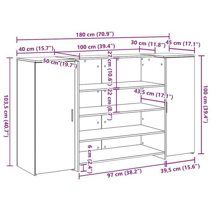 VidaXL Reception Desk Sonoma Oak 180x50x103.5 Cm Engineered Wood, Reception Counter, Salon Reception, Counter 3324171