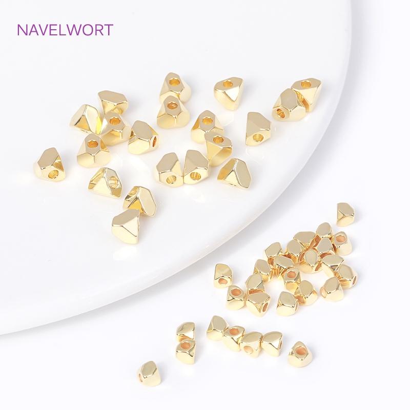 3MM 4MM 18K Gold Plated Brass Irregular Cut Corner Rhombus Beads Metal Spacer Beads For Jewelry Making DIY Bracelets Accessories