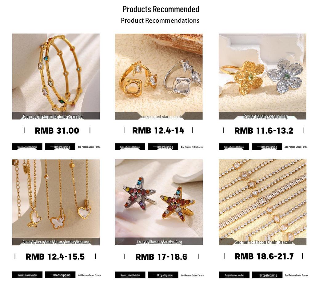 European & American Fashion Temperament 18K Gold-Plated Stainless Steel Fruit Beaded Personalized Women's Bracelet