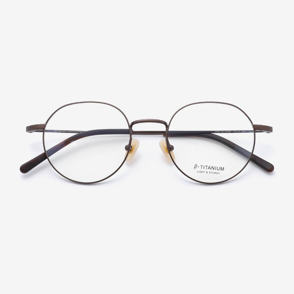 Alloaiweeo [Aloxrounz] Ara8109 C4 Minimal Titanium Classic Brown Round Glasses