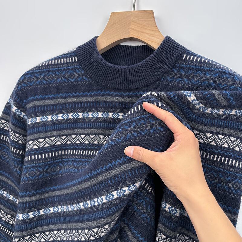 

Yiliteng Men s 100% Wool Patterned Knit Sweater YTMTST6457 XL