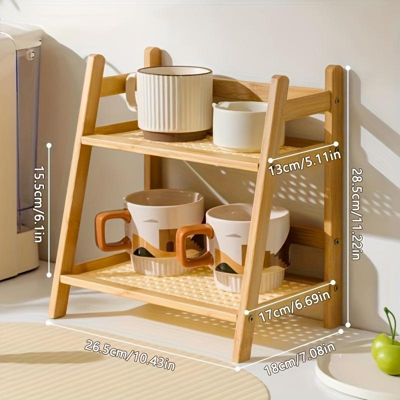Cup Storage Rack Imitation Rattan Cup Rack Double-layer Desktop Miscellaneous Water Cup Storage Rack Dormitory Kitchen Organizing Rack