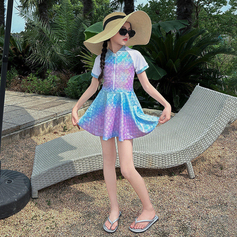 Girls Mermaid One Piece Swimsuit with Built In Padding for Summer Beach Vacation 120