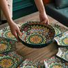 European Bohemian Ceramic Noodle Bowl and Plate Set - Creative Tableware with Unique Design