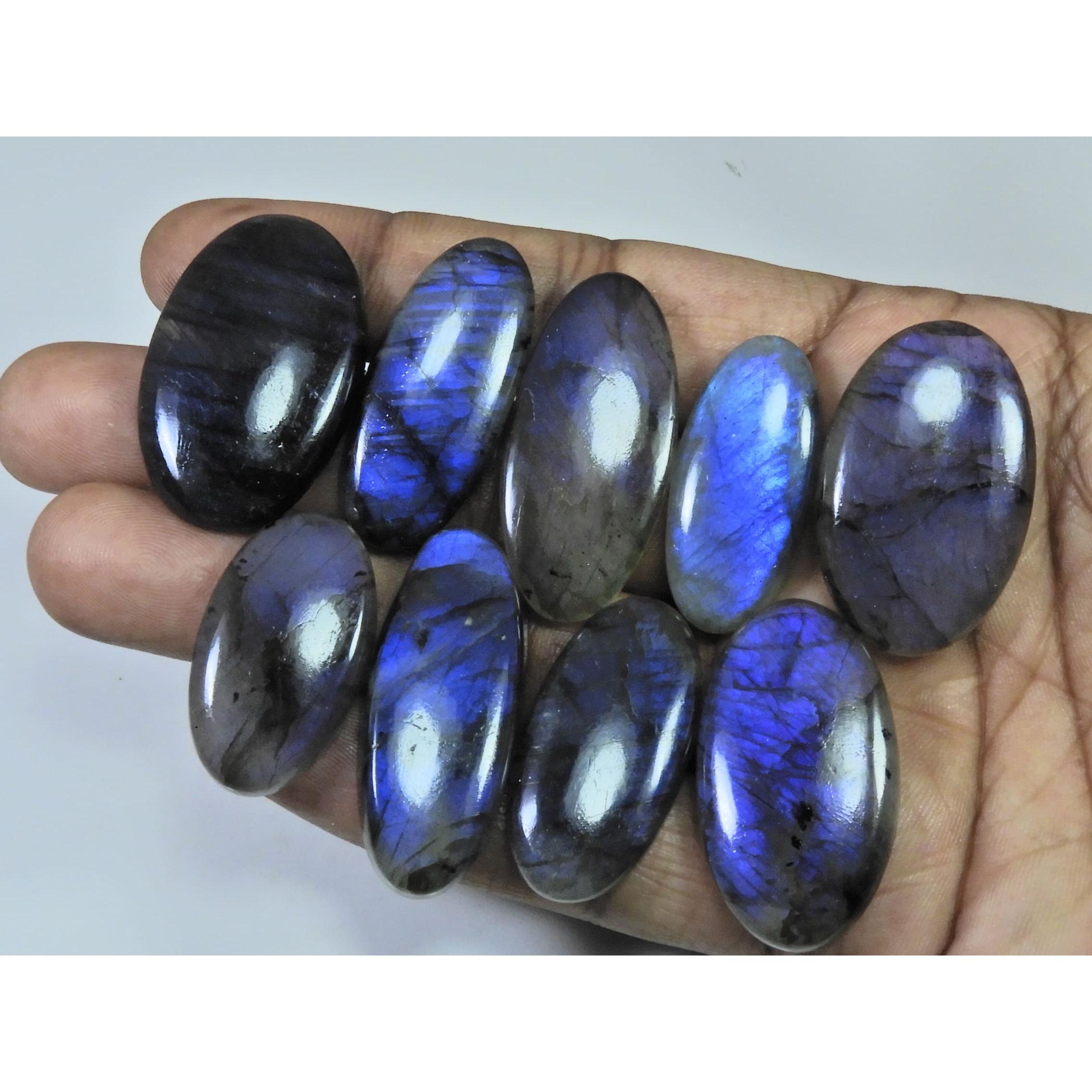 

354 карата Натуральный лабрадорит Синяя вспышка Овальный кабошон Свободный драгоценный камень Лот 09 шт. LL-1011