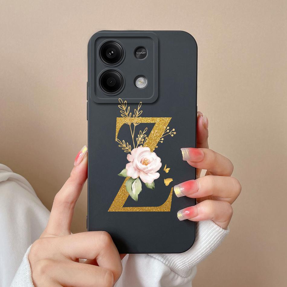 Phone Case For Redmi Note 13 Pro 4G 5G Elegant Letter Soft Liquid Silicone Full Coverage Protector For Redmi Note13 13Pro Fundas