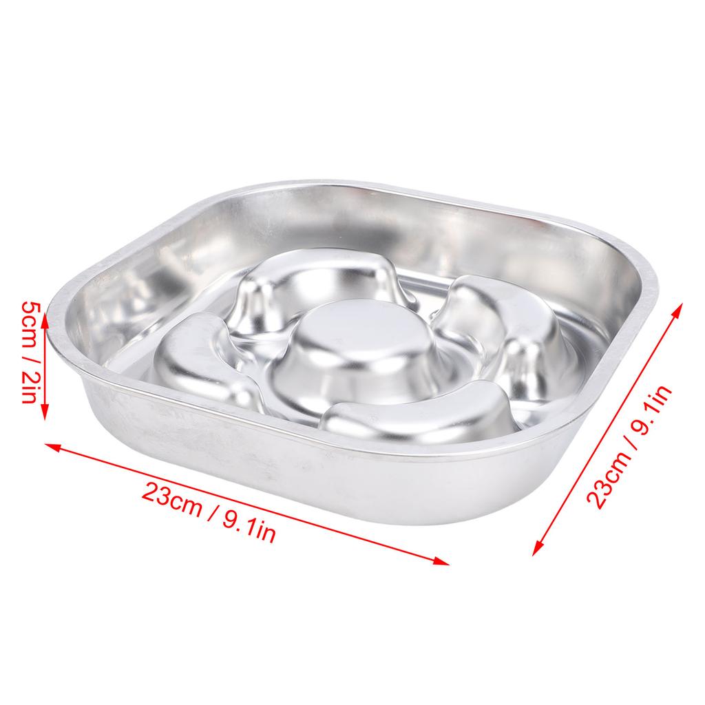 Pet Slow Feeder 304 Stainless Steel Dog Cat Food Bowl Non Slip Prevent Overflow Tipping Metal Pet Food Bowl