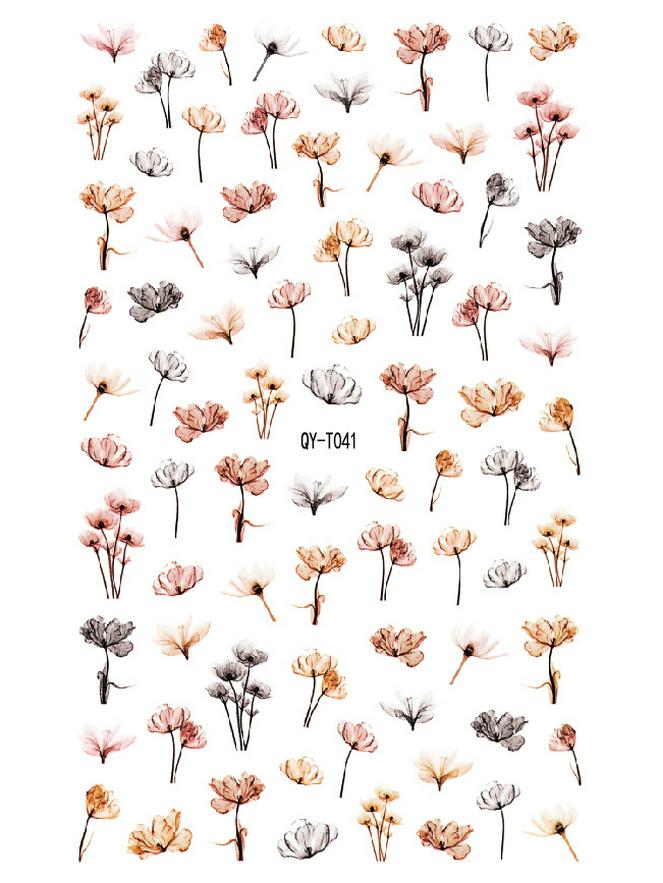 3D Waterproof Self-Adhesive Flower Nail Stickers: Spring Peach, Rose, Cherry Blossom Decals