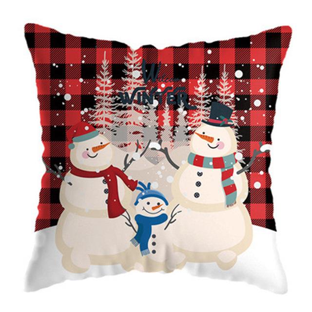 Kissenbezug Weihnachtsmann Kissenbezug Dekoration Niedlicher Cartoon Schneemann Kissenbezug Zuhause Sofa Lendenwirbelstütze Stickerei