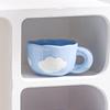Ins Wind Fluttering Sky White Clouds Coffee Cup with Saucer Set, Student Milk Cup Girls Drinking Water Ceramic Cup