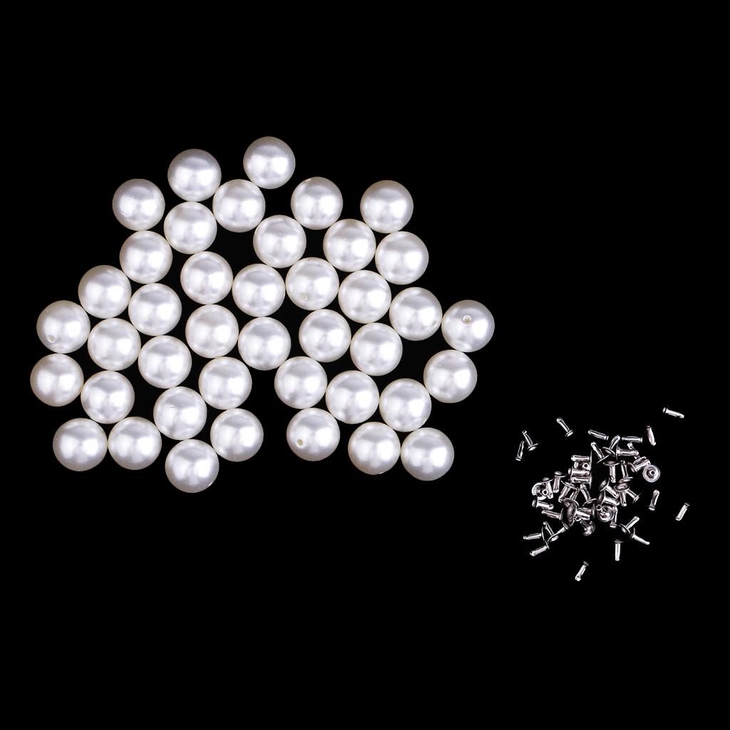 Köp Pearls Rivets Studs for DIY Leather Bag Shoes Clothes Decor 8mm 80