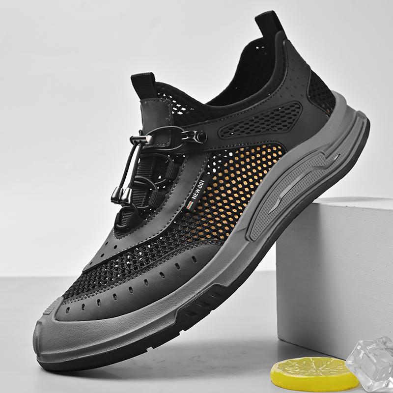 New Arrival Men's Mesh Shoes Lac-up Casual Shoes Outdoor Male Sneakers Breathable Hollow Out Flats Lightweight Sports Footwear