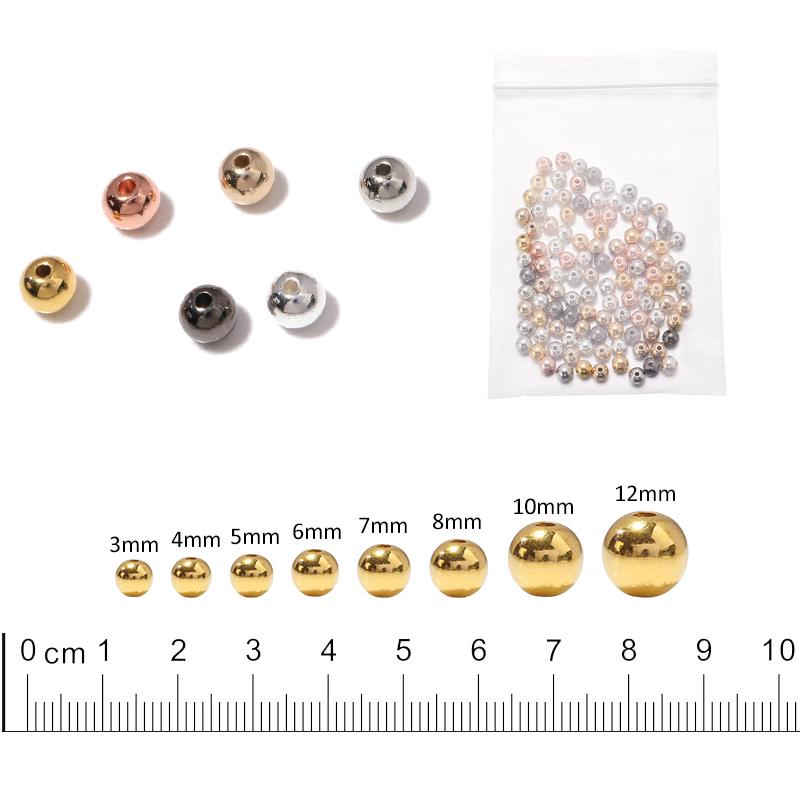 3 4 6 7 Mm 50-500pcs Gold Color CCB Ball Beads Round Loose Bead For Making DIY Bracelet Necklace Wedding Jewelry CLE