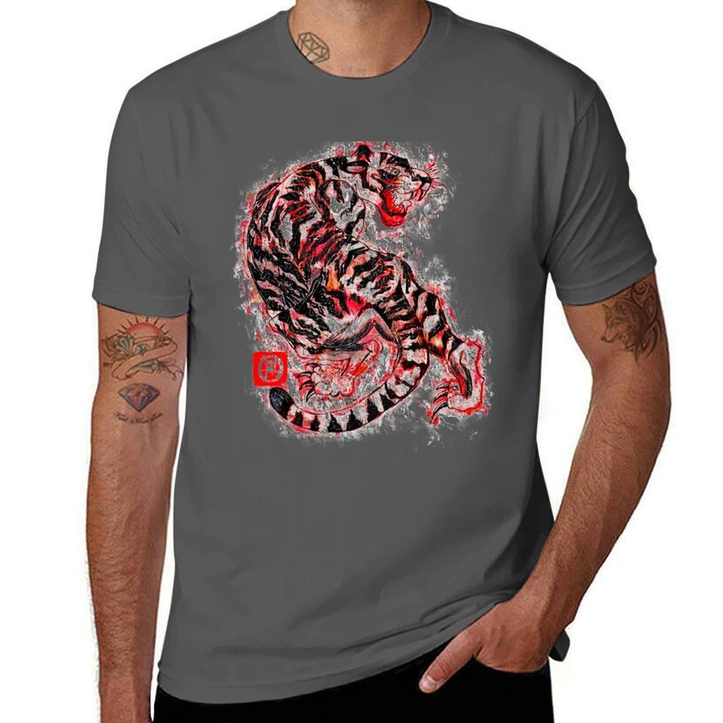 Tiger Crimson Rage Tshirt Basic Daily Outfit Short Sleeve Tee Tshirt