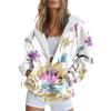 Womens Oversized Hooded Zip-Up Sweatshirt With 3D Digital Print Casual Loose Fit Winter