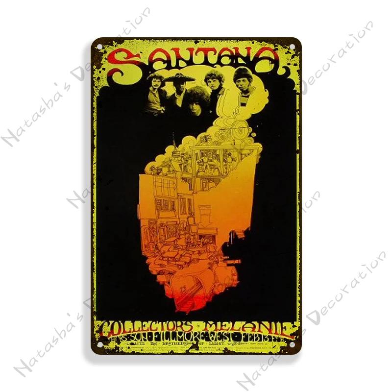 Santana Poster Dekorative Platte Rockmusik Metallposter Garage Club Metall Blechschild Metallplakette Wandplatte Man Cave Wanddeko