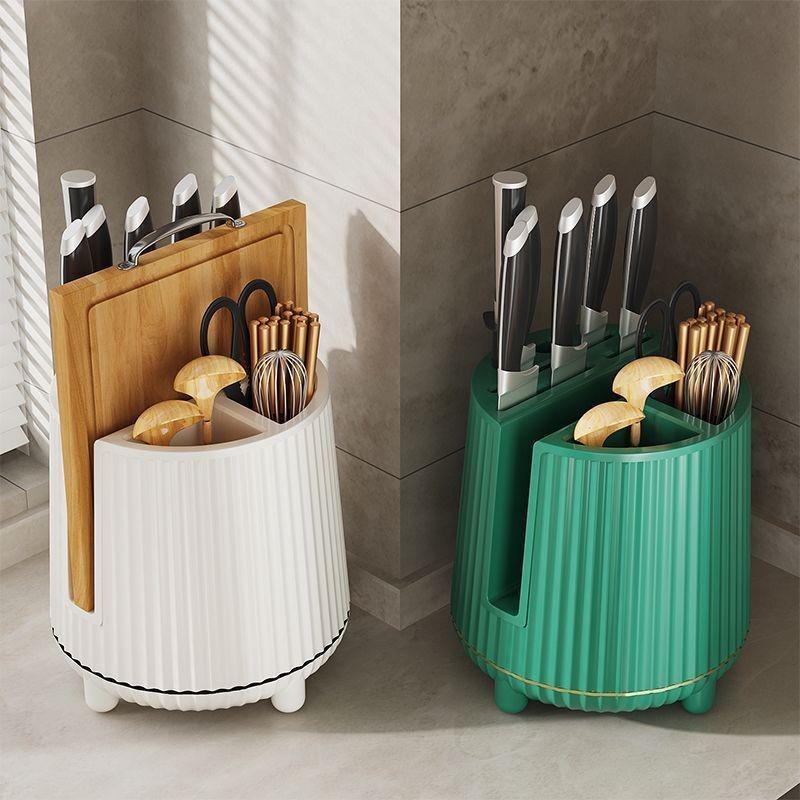 Multifunctional Kitchen Countertop Rotating Knife and Chopstick Storage Rack