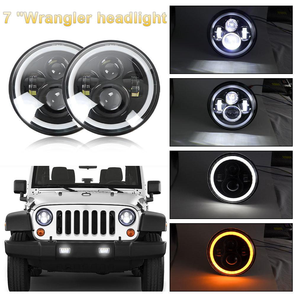Maidsail New 7-inch 6000k 40w IP67 LED Headlight Modified Motorcycle Third-generation Angel Eyes Daytime Running Lights Full 3