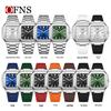 OFNS Luminous Square Steel Band Quartz Watch with Calendar