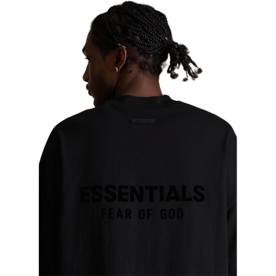 Fear of God Essentials V Neck T-Shirt Jet Black Men Tops 125SP244214F