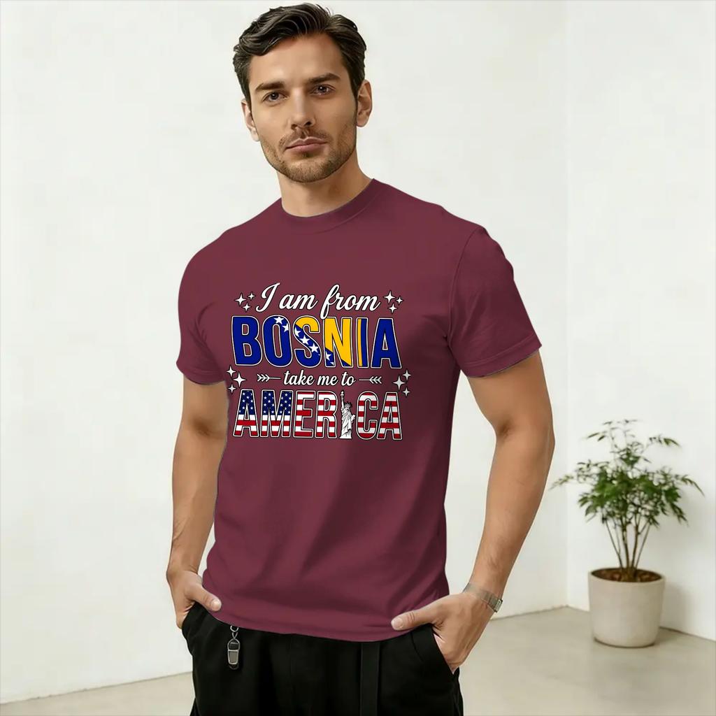 Sono dalla Bosnia Portami in America T-shirt Unisex Vintage Manica Corta Girocollo Puro Cotone 6XL Abbigliamento