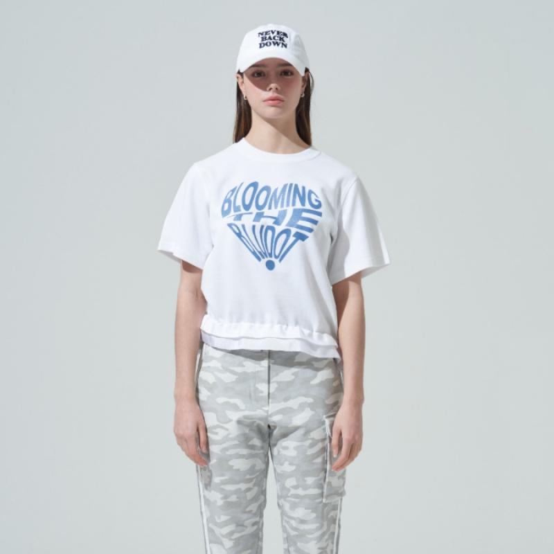 Blu DoT HearT Graphic Tape PoinT T shirT Wh