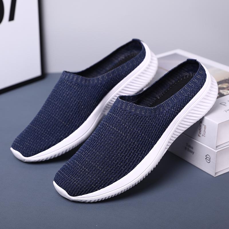 Summer Mesh Men Casual Shoes Breathable Half Loafers Fashion Outdoor Indoor Slippers Women Flats Comfortable Couple Sneakers