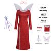 Fairy Godmother Cosplay Shrek 2 Red Glitter High Slit Long Gown Fairy Tale Villain Costume