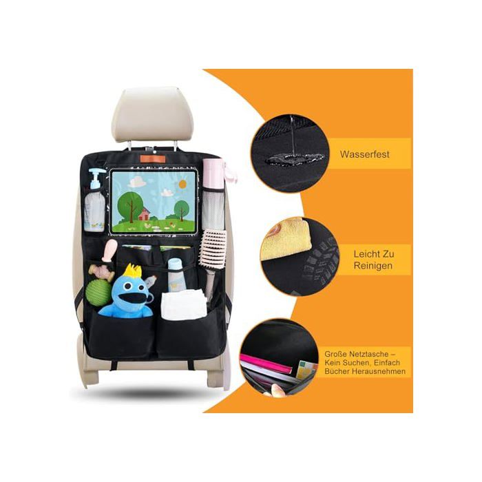 Organisateur Voiture Enfant - SURFOU - Tissu Oxford Imperméable - Multi-Poches - Noir
