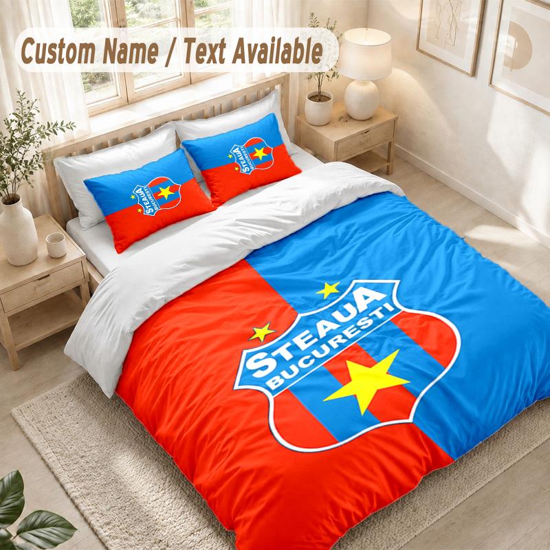 Steaua Bucure Ti Bedding Set, 1 Duvet Cover & 2 Pillowcases Soft Comfortable Bedroom Home Textile Decor