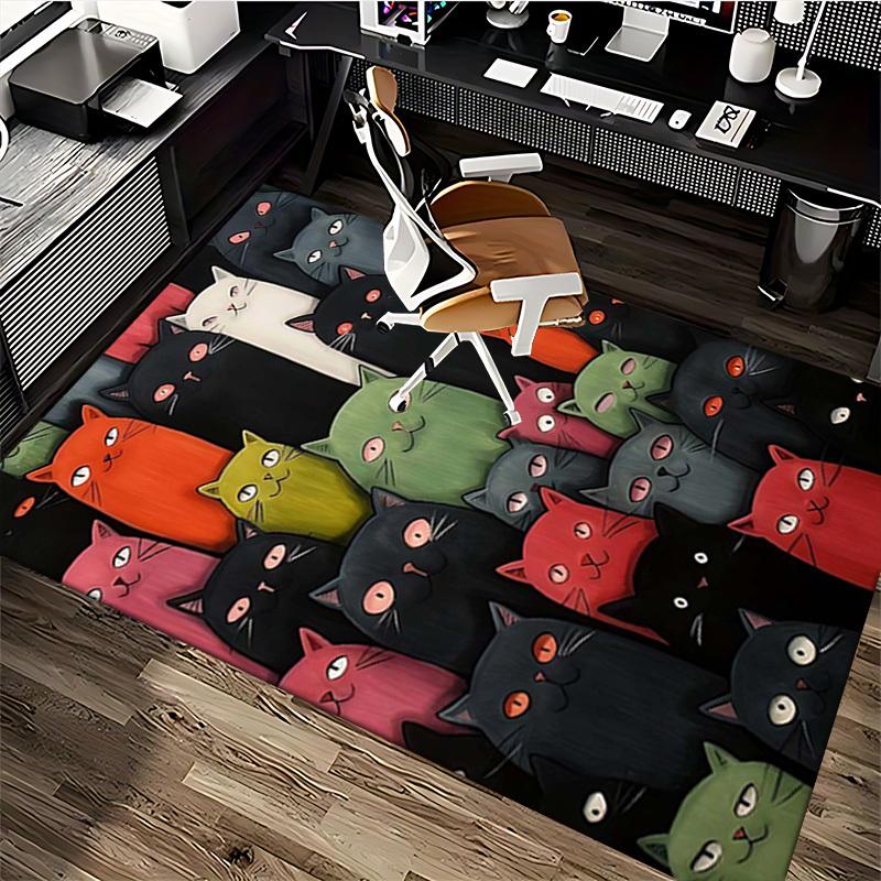 1pc Colorful Cat Pattern Chair Mat - Festive Gift for Office Chairs, Non-Slip Carpet Suitable for Home Decor, Living Room, Bedroom, Game Room.P074